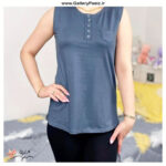 تاپ رکابی طوسی زنانه