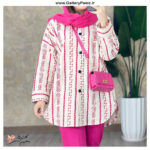 مانتو لنین چاپی طرح دار|خرید مانتو خنک لنین نخی فیری سایز - Image 9