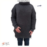 بافت زنانه| بافت بلند زنانه یقه شل- بافت طوسی